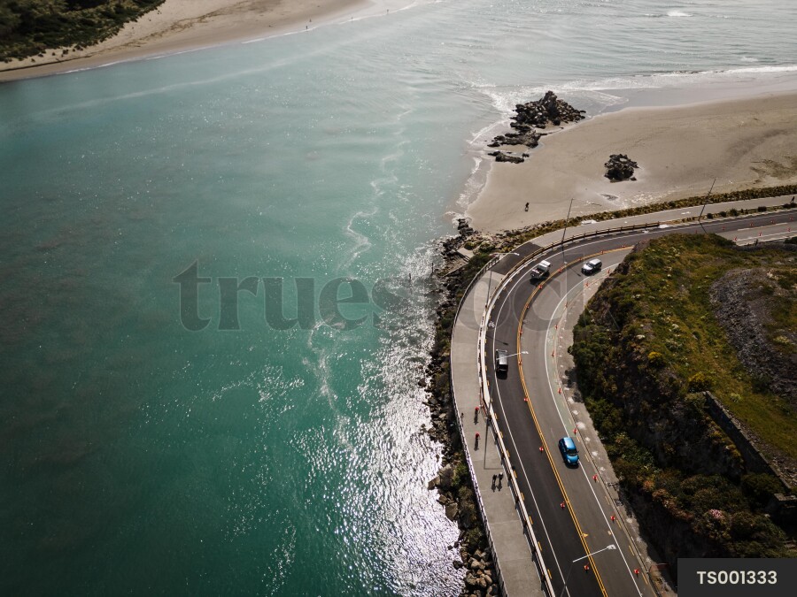 Aerial View of Coastal Road