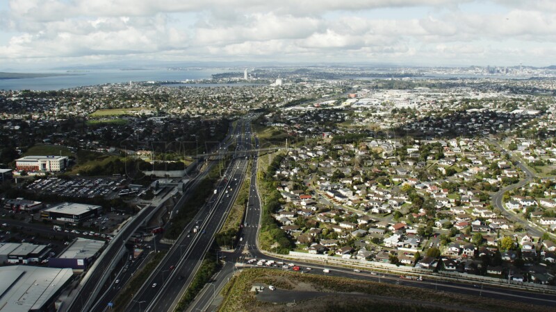 Aerial view of the Northern Motorway in Auckland