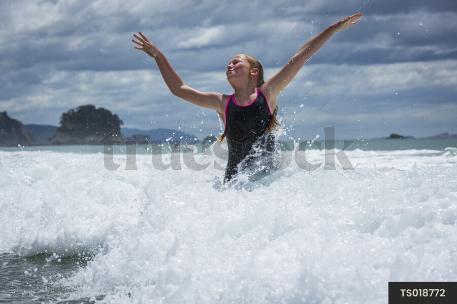Girl swimming in sea