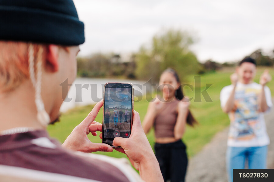 Friends Filming a Tik Tok