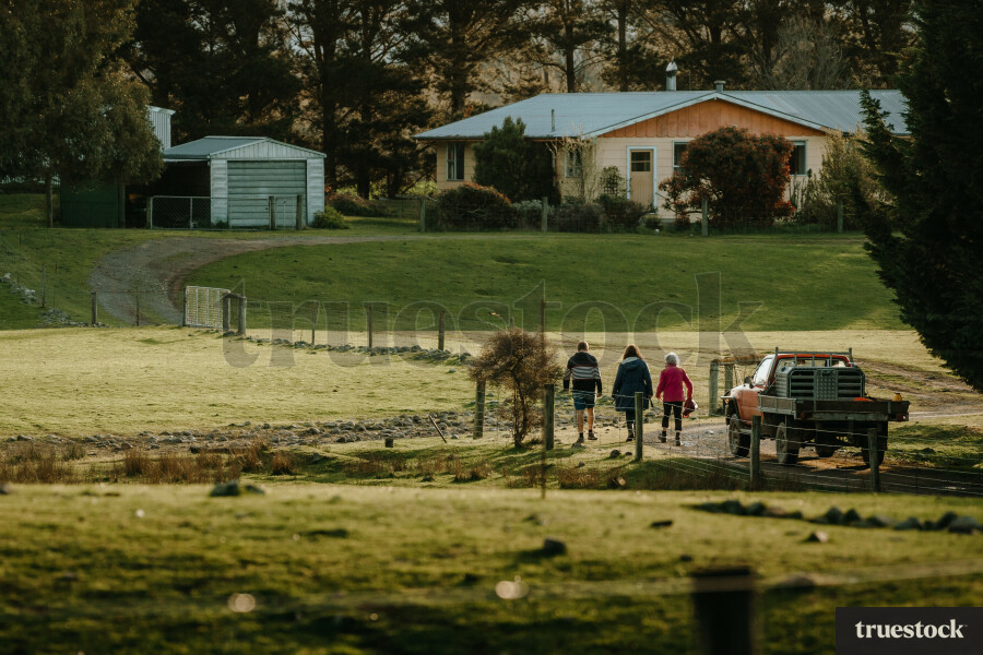 Farmers Walking Towards Farm House