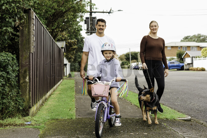 Family on Walk and Bike