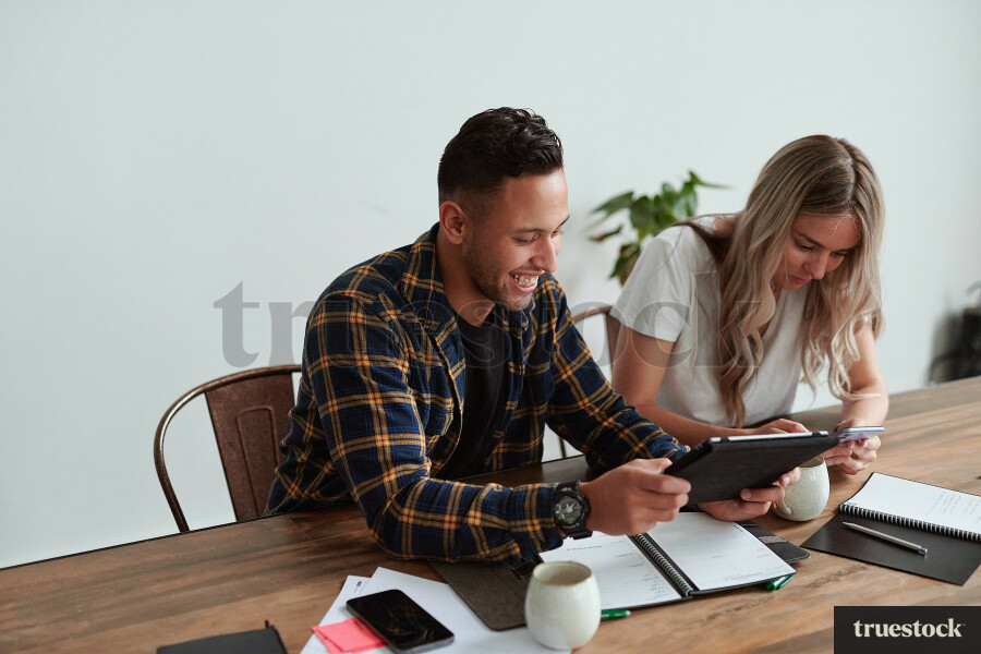 Young couple doing administration