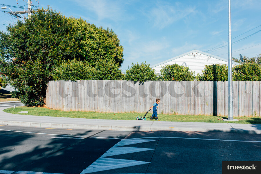 Boy Mowing Lawns