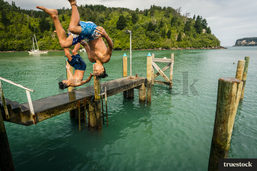 Jumping off the Wharf at Whangamata