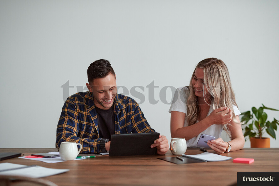 Young couple doing administration