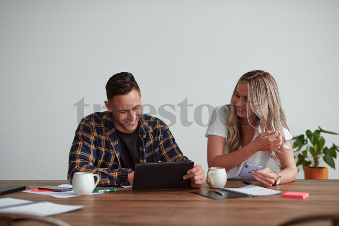 Young couple doing administration