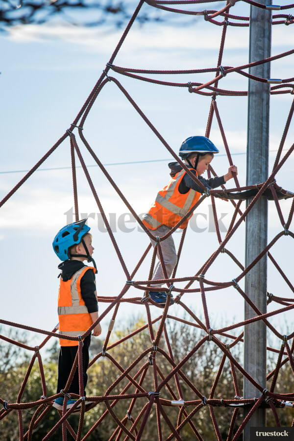 Children climbing ropes at the playground