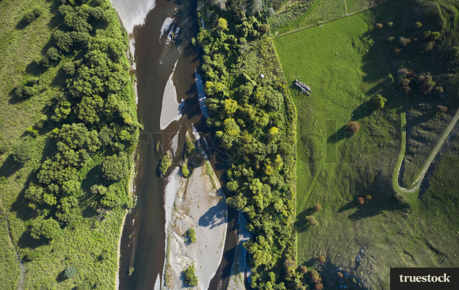 River Surrounded by Forest and Farmland