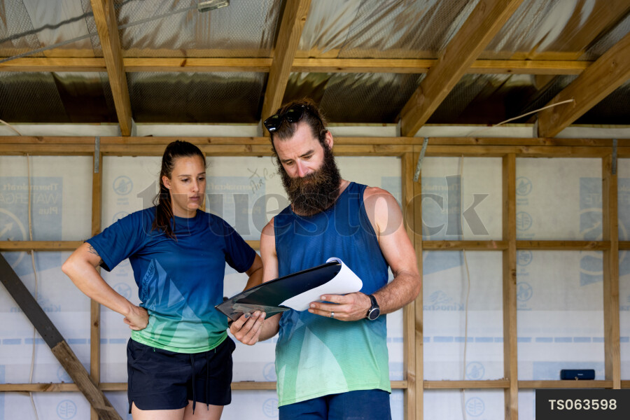 Electricians on construction site