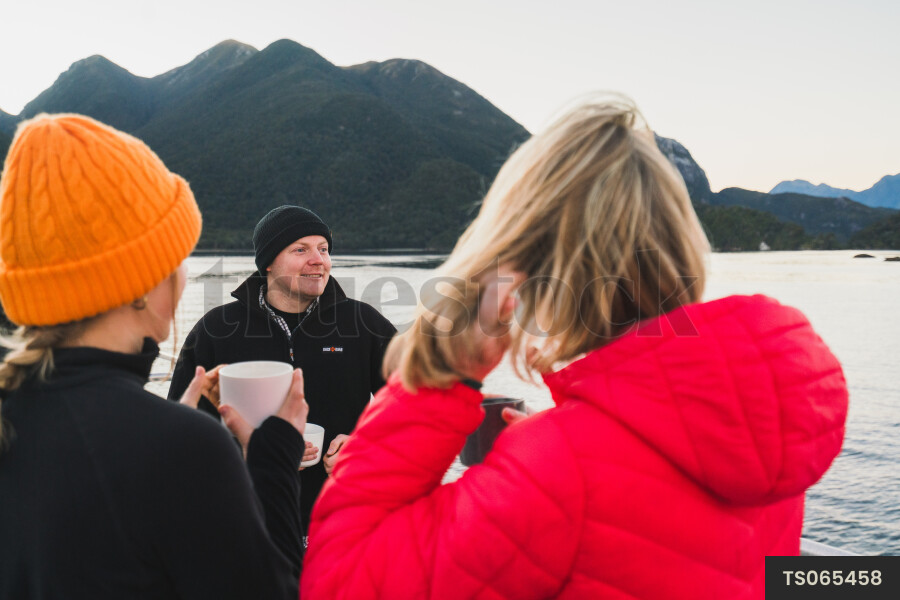 People on boat at sea