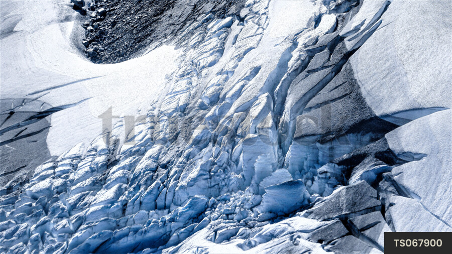 Aerial view of glacier in Mount Aspiring National Park