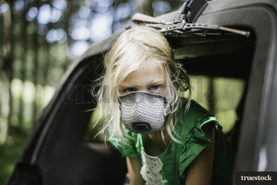 Young Girl Wearing a Face Mask