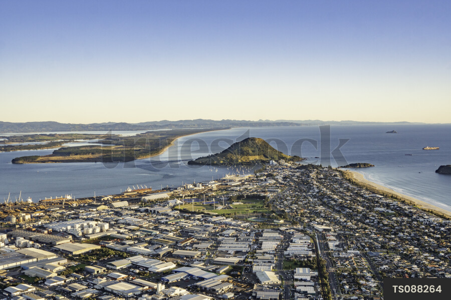Aerial view of Tauranga and Mount Maunganui