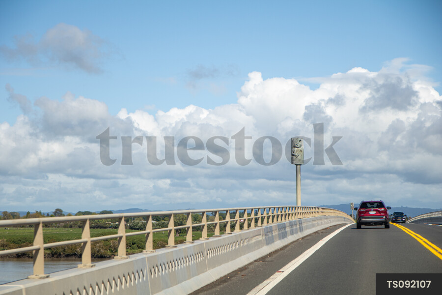 Cars driving on bridge in Coromandel