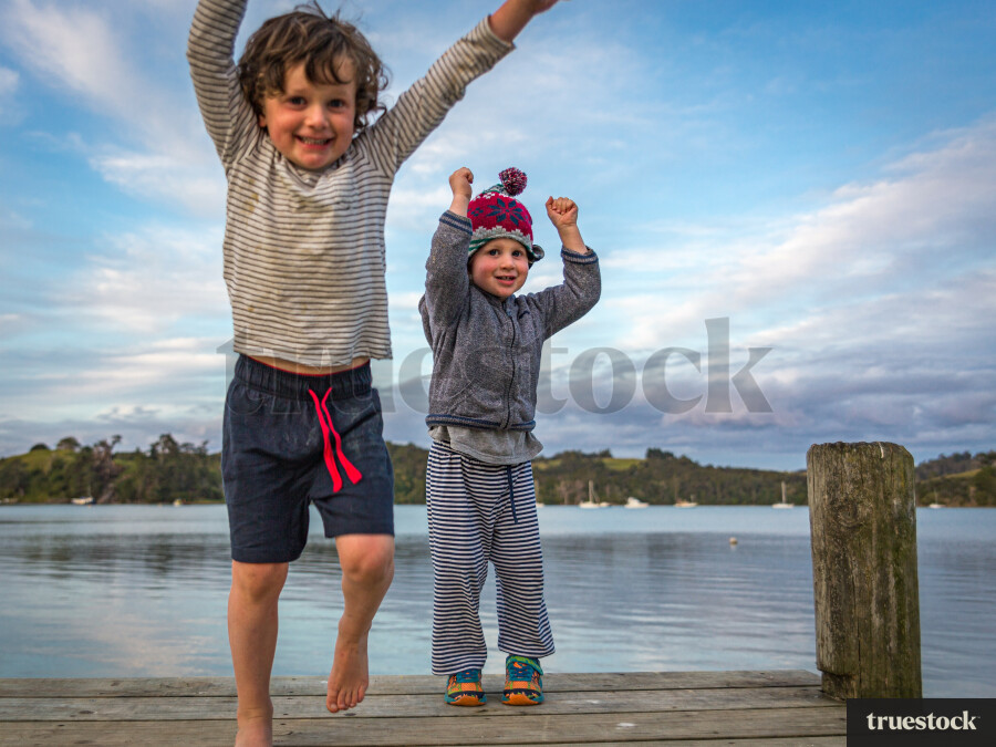 Children on a wharf