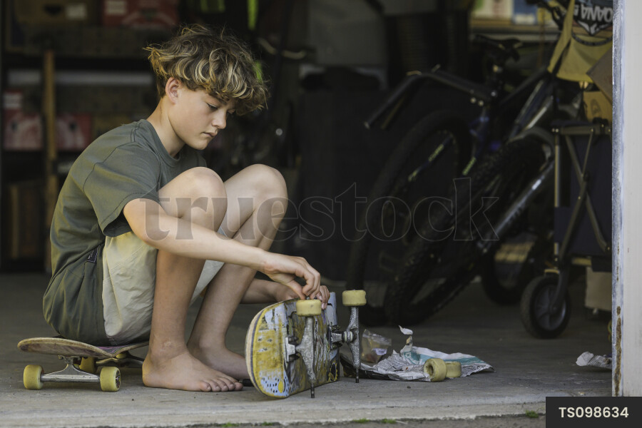Teen Boy with Skateboard