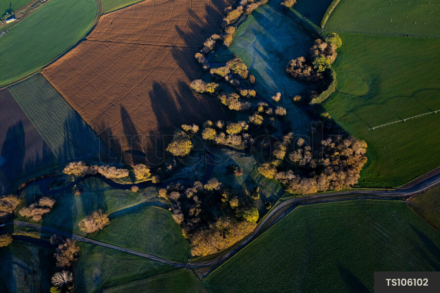 Aerial view of idyllic rural scenery