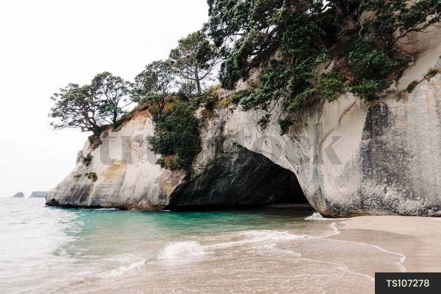 Beach and cave at Te Whanganui-A-Hei Marine Reserve