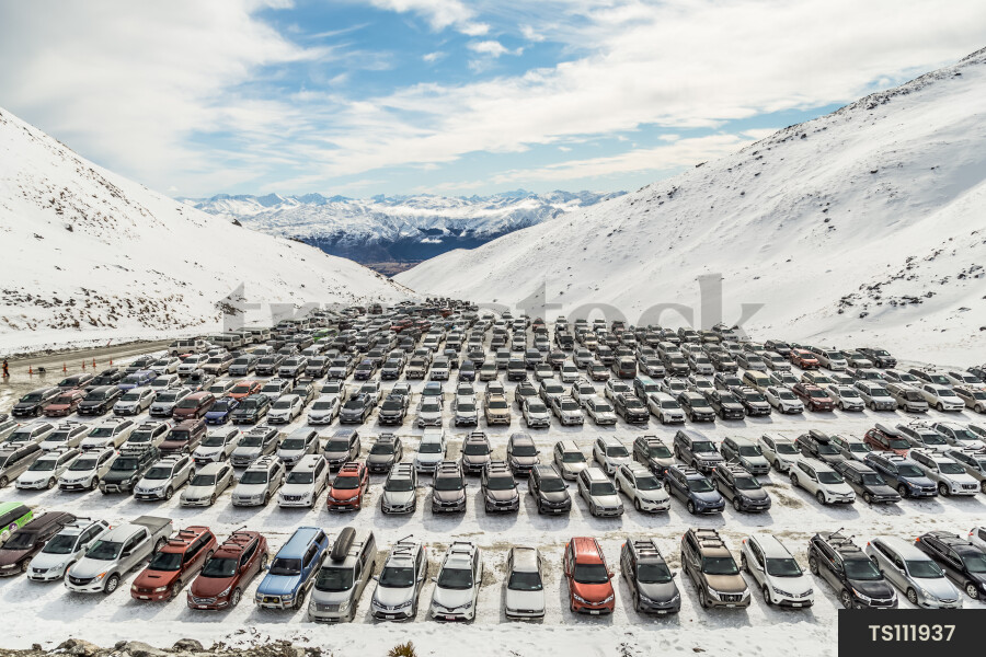 Carpark at ski field in Kawarau Falls, Otago