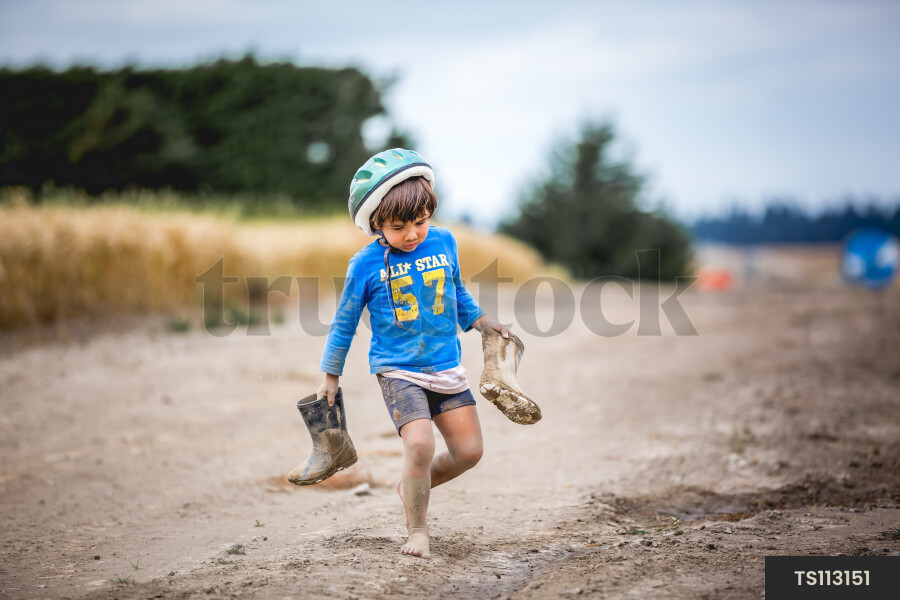 Young Boy on Farm
