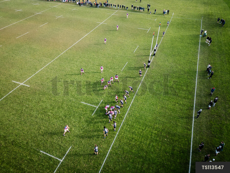 Aerial view of rugby field in Christchurch