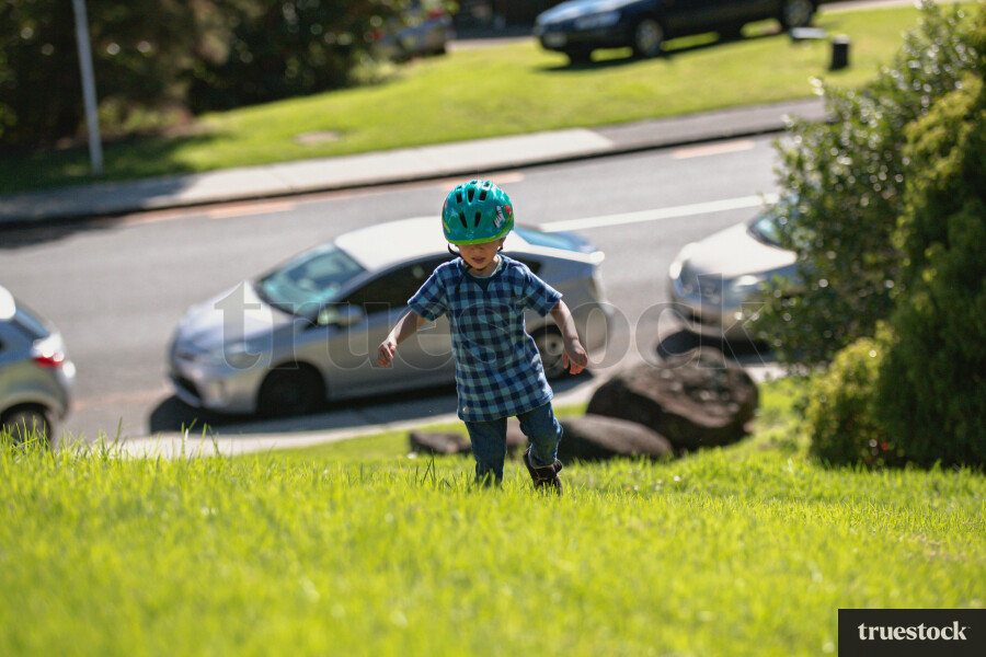 Child going for a bike ride on a pushbike