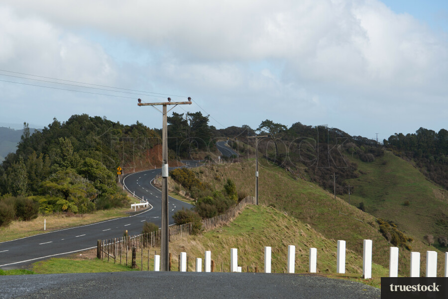 Grass hill and windy  road