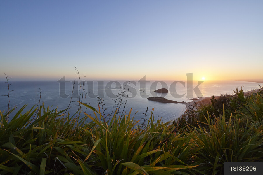 Coastline of Mount Maunganui at sunset