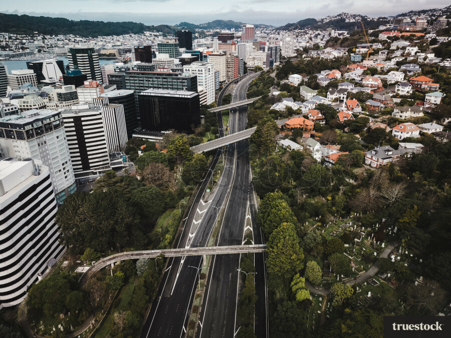 Aerial View of Motorway in Wellington