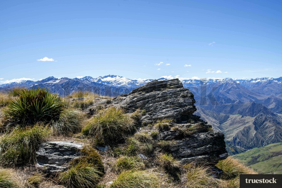 Panorama of mountain ranges from the hilltop