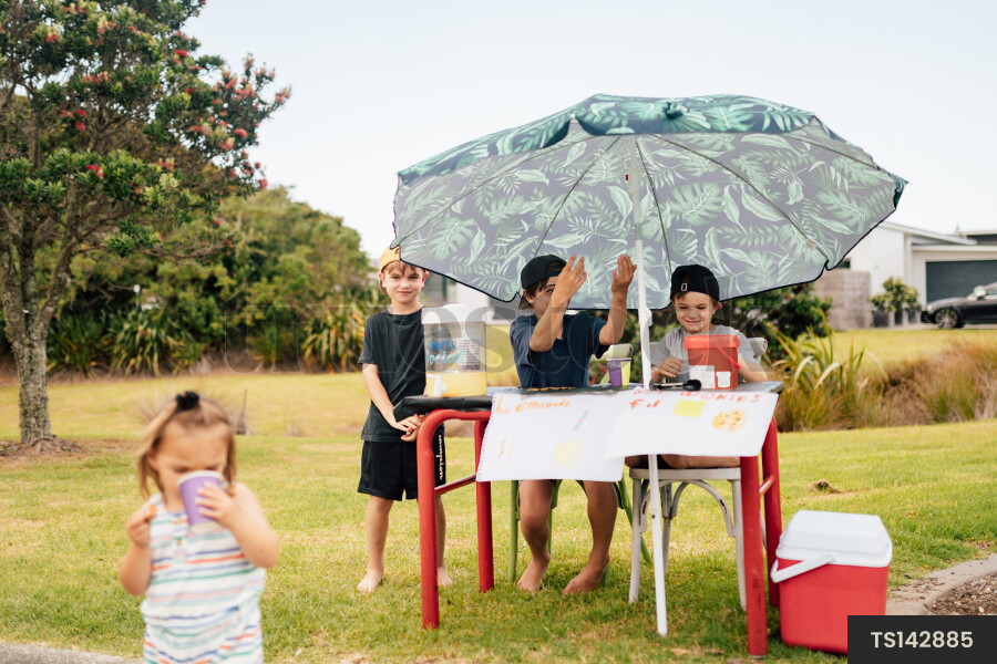 Young Boys Running Lemonade Stand