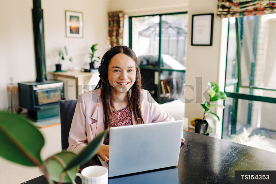 Businesswoman working from home