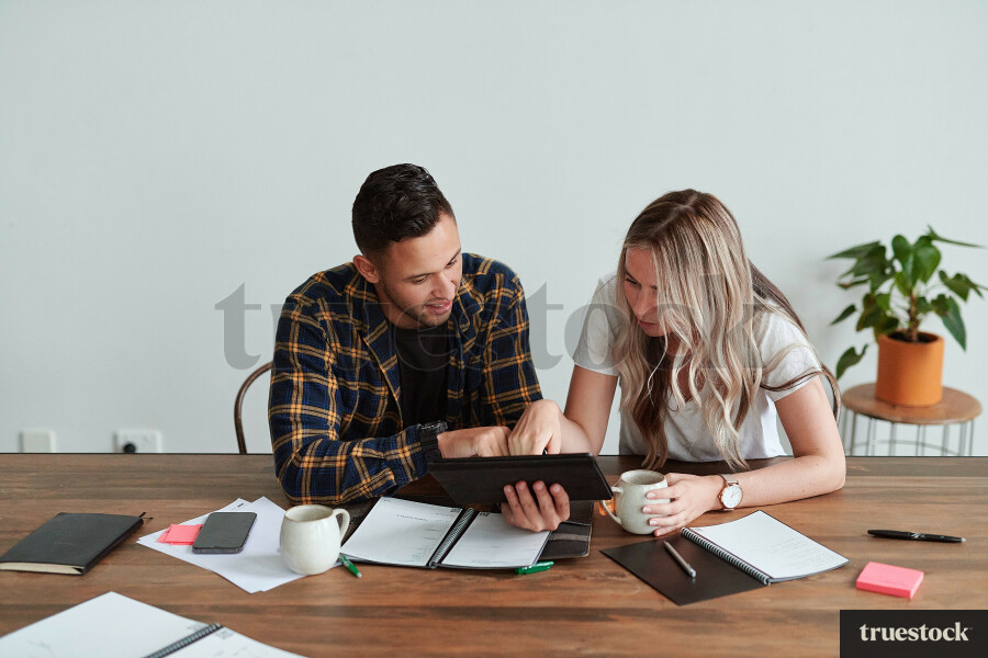 Young couple doing administration