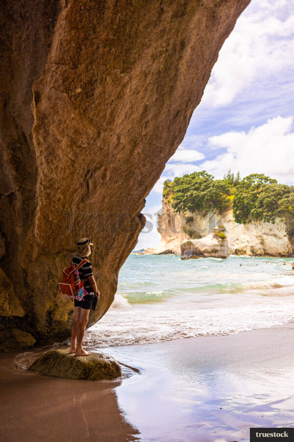 Woman in Cove at Beach