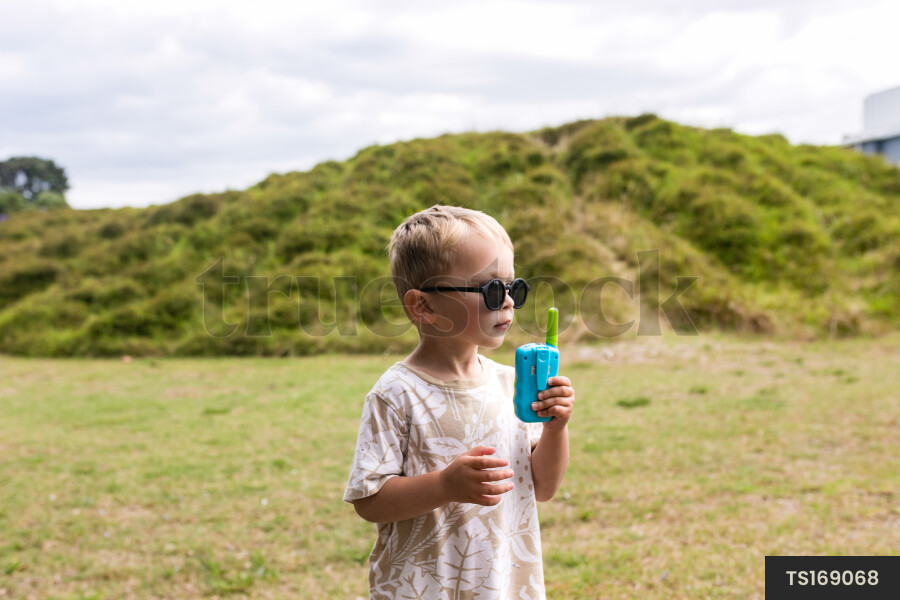 Boy with walkie talkie