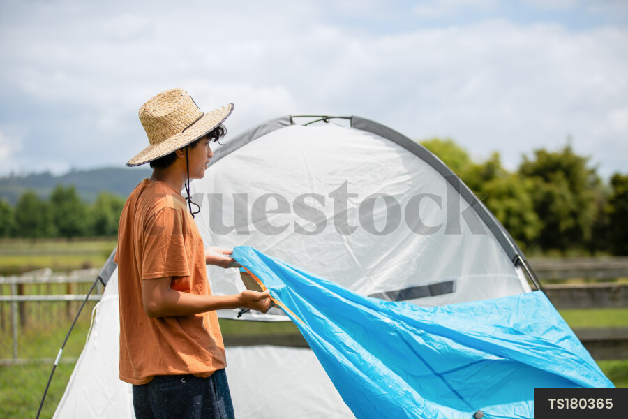 Teens Setting up Tent