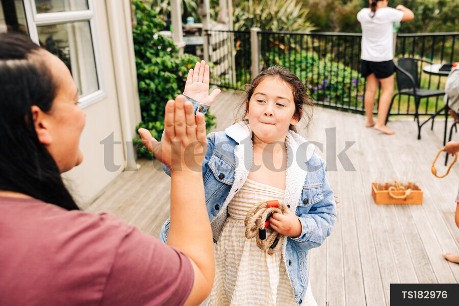Girl with her mother