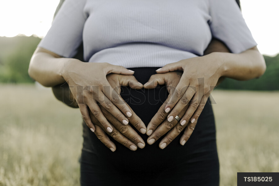 Husband and Pregnant Wife in Field