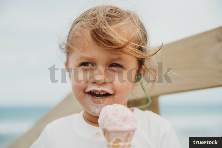 Young Girl Eating Ice Cream