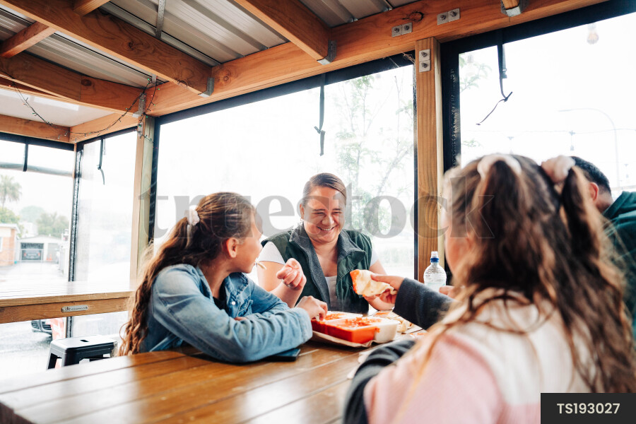 Family at restaurant