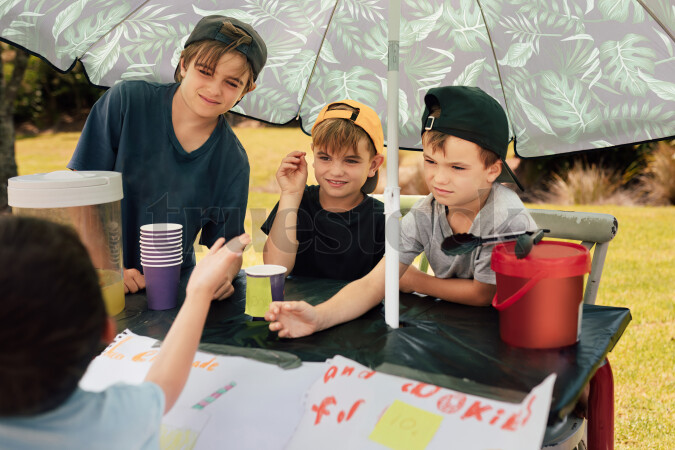 Young Boys Running Lemonade Stand