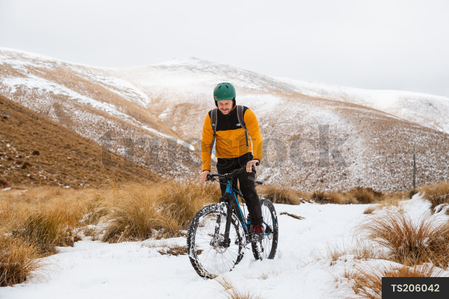 Mountain Biker in Snow