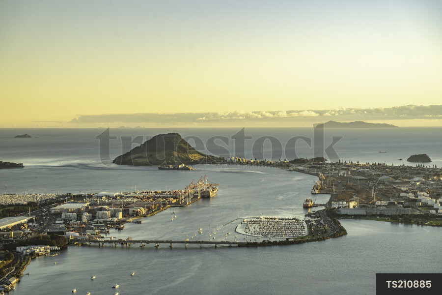 Aerial view of Tauranga and Mount Maunganui