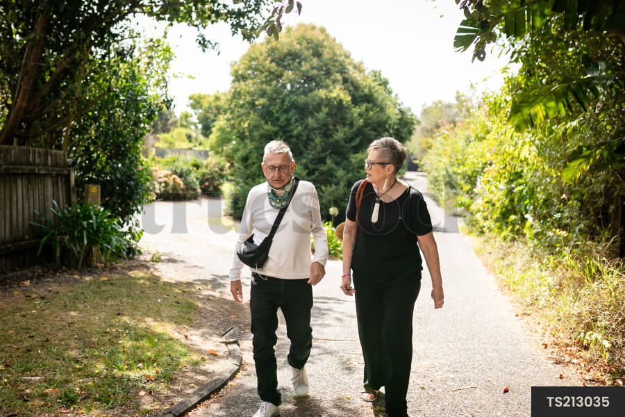 Health carer walking with patient