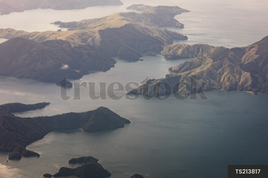 Aerial view of Marlborough Sounds