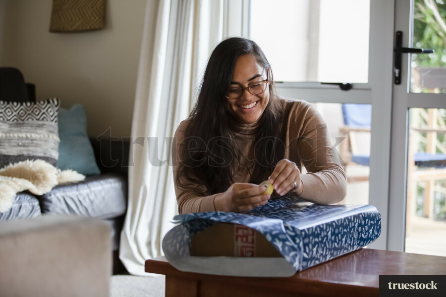 Mother Wrapping Gift