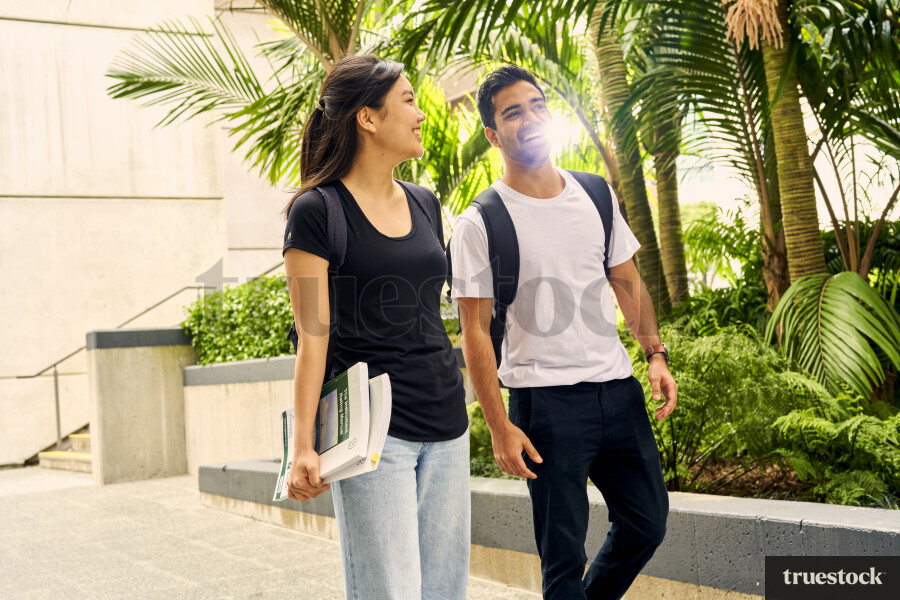 Students Walking and Talking on Campus