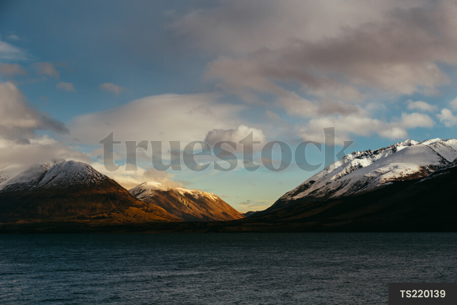 Mountains at sunset over Lake Wakatipu