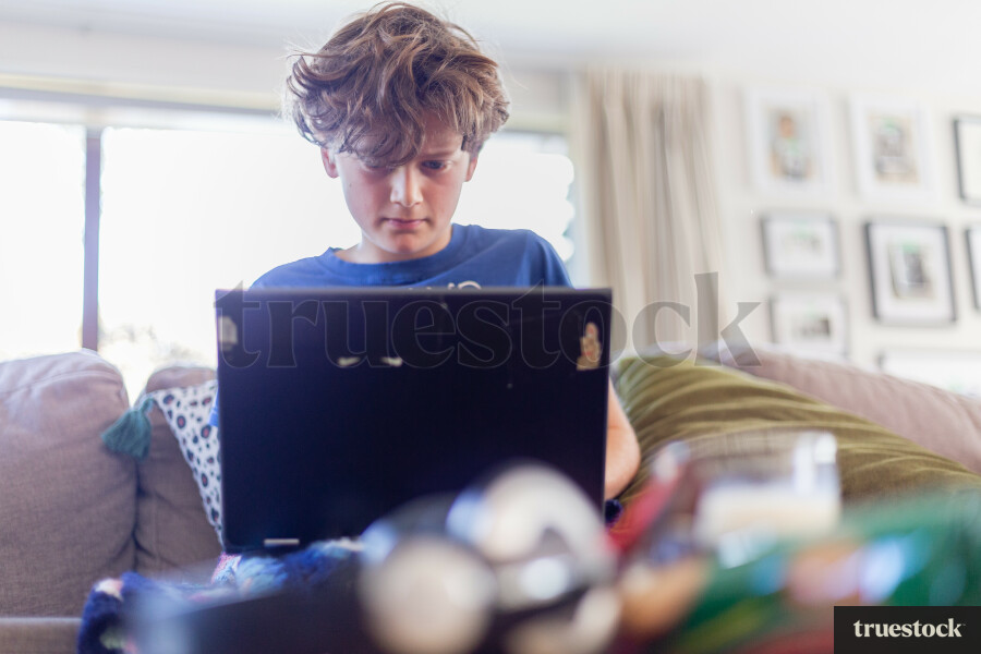 Child doing online school at home